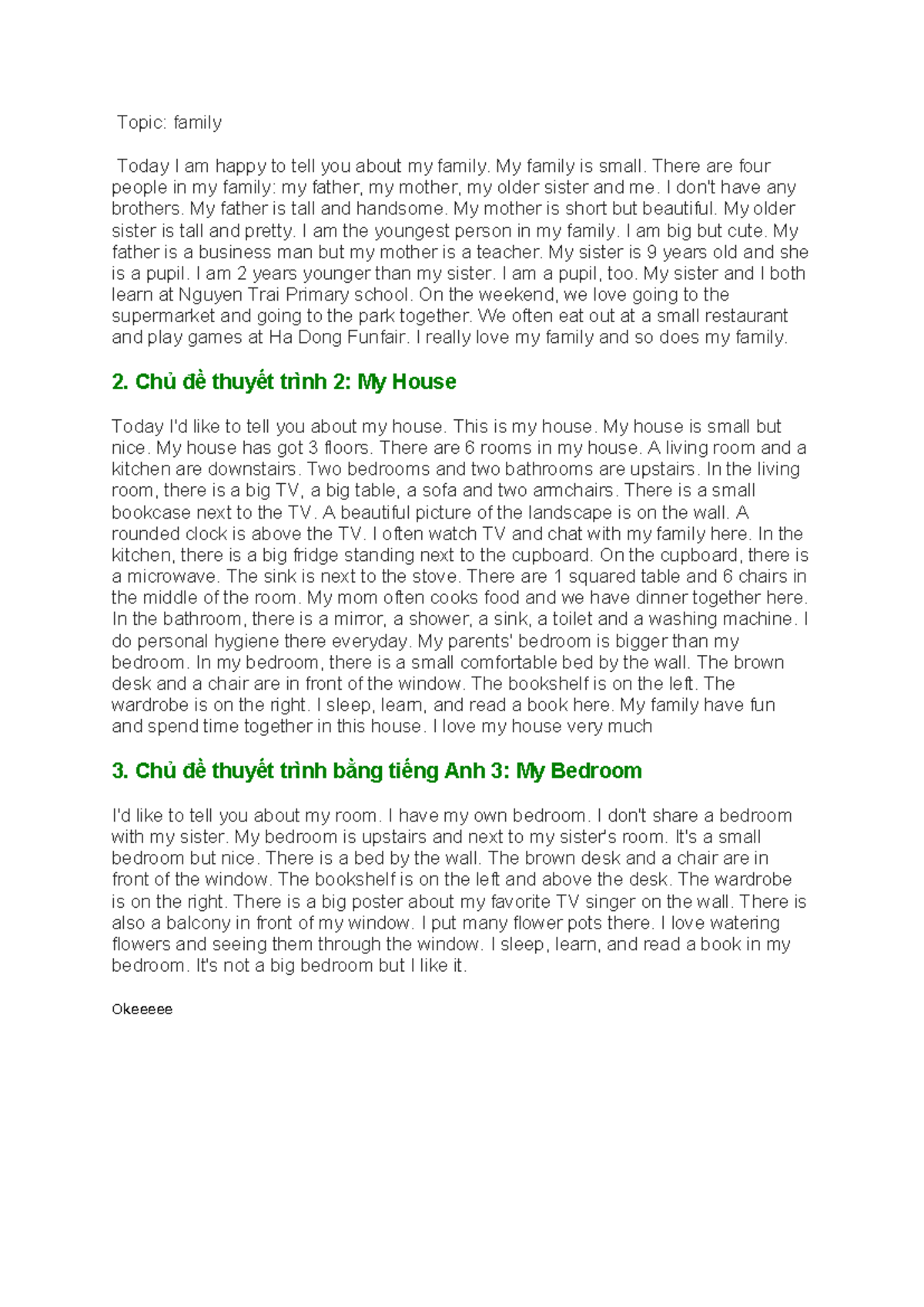 Family and House Descriptions: A Life Overview for English Class - Studocu