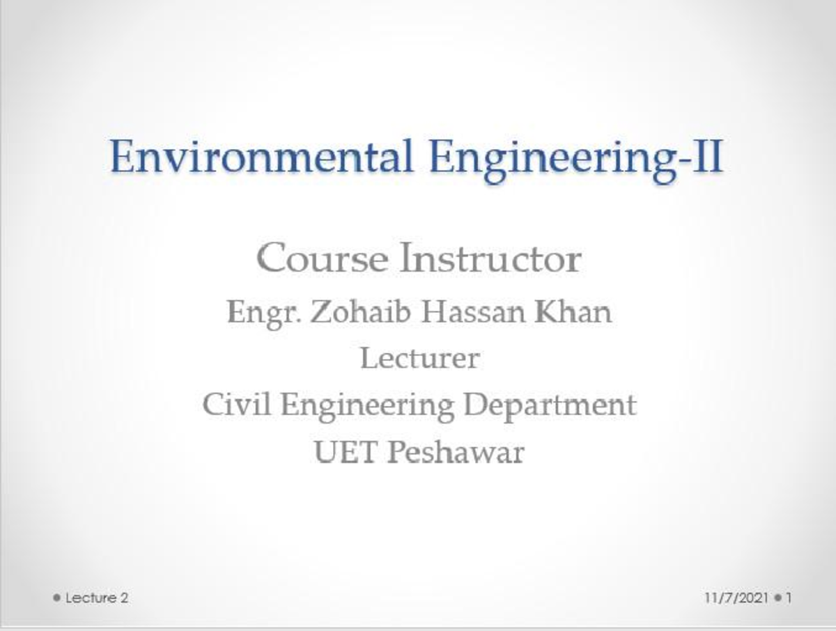 Environmental Engineering II M2 - Sanitary Engineering Sanitation ...
