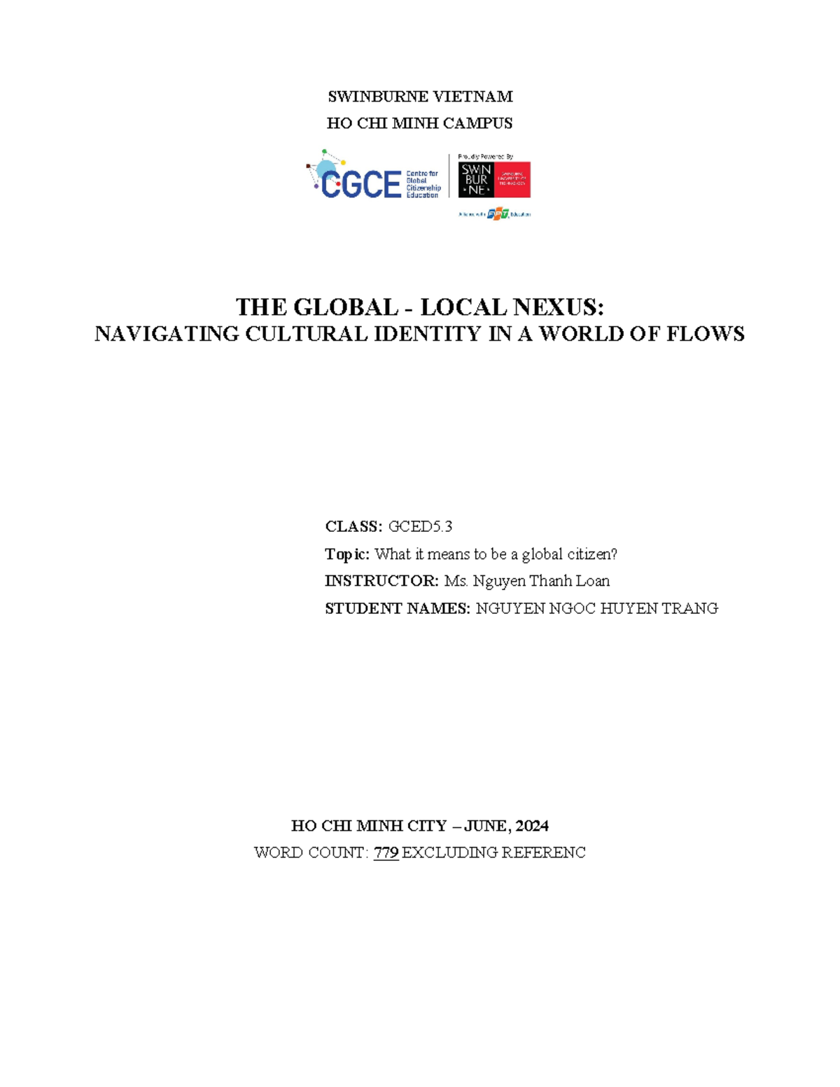 GCED5: Navigating Cultural Identity in a Globalized World - SWD00146 ...