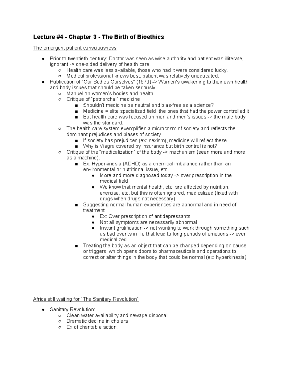 PHI 2396 - Lecture 4 Notes: The Birth of Bioethics Explored - Studocu