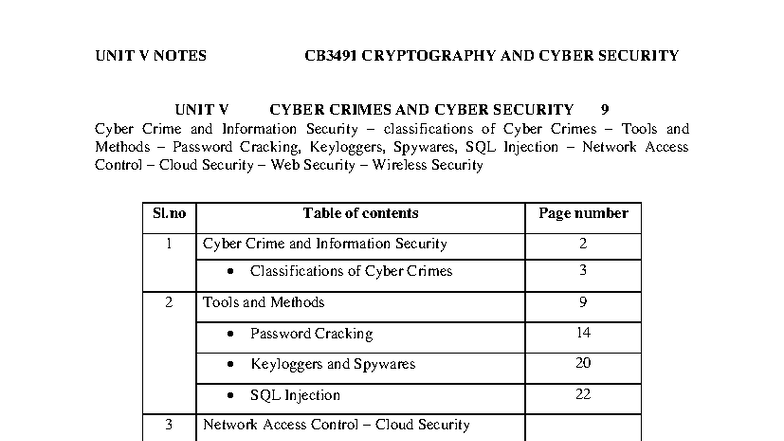UNIT V NOTES CB3491 CRYPTOGRAPHY AND CYBER SECURITY: Cyber Crimes ...