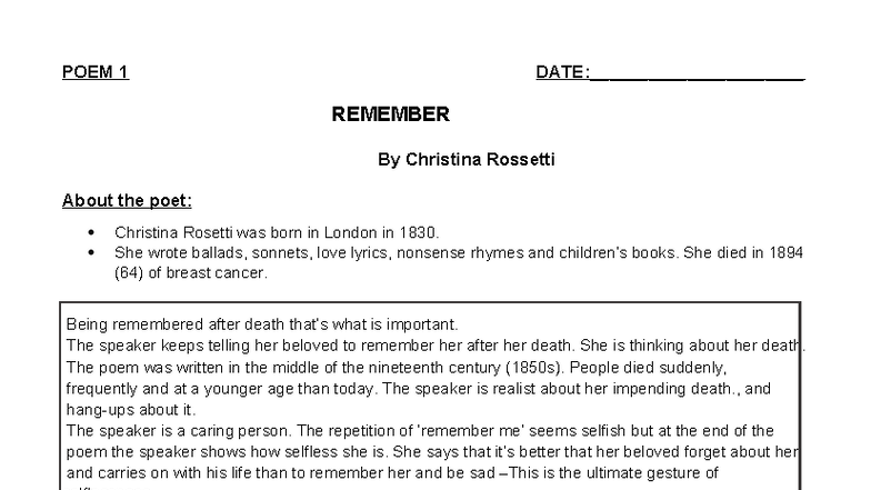 Grade 11 Poetry Analysis Notes (2025) - Studocu