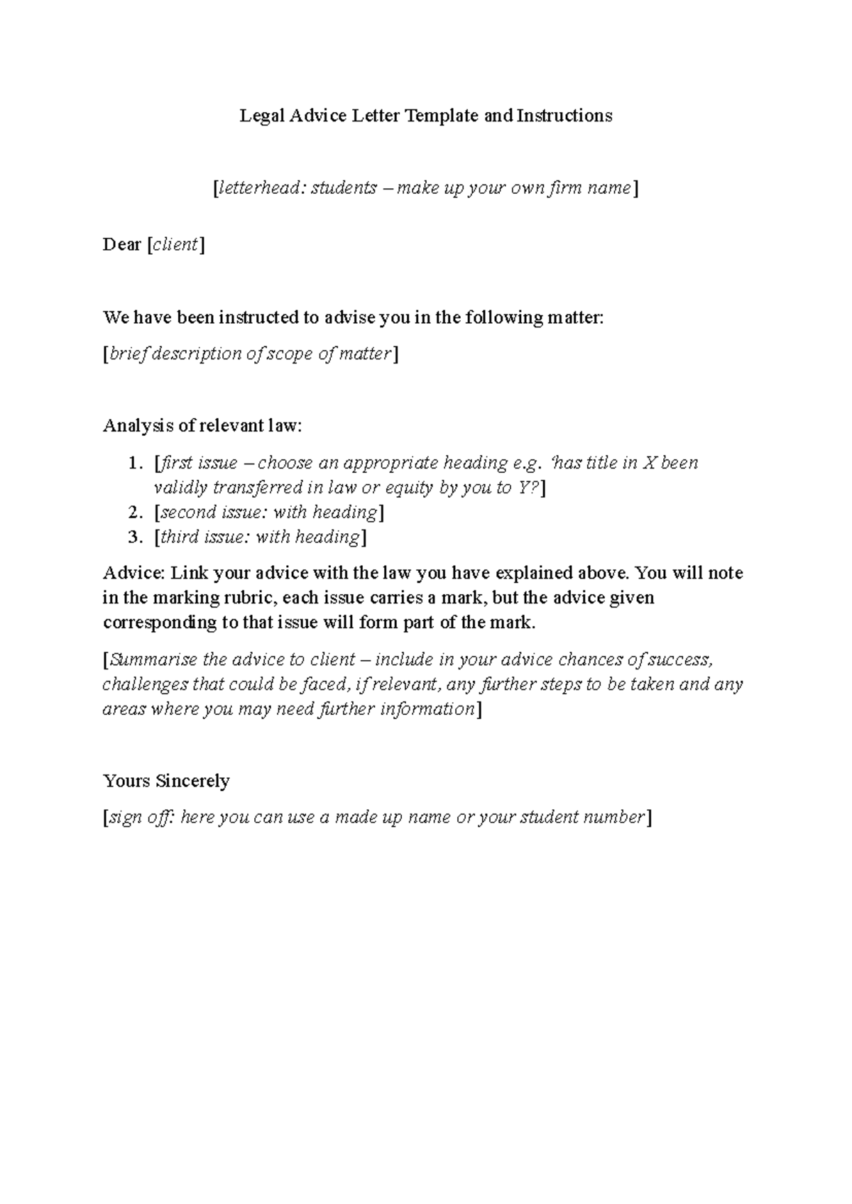 Client Legal Advice Letter Template(1)-1 - Legal Advice Letter Template ...