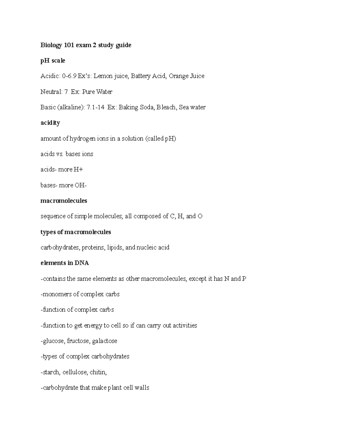 Biology 101 Exam 2 Study Guide: Key Concepts and Definitions - Studocu