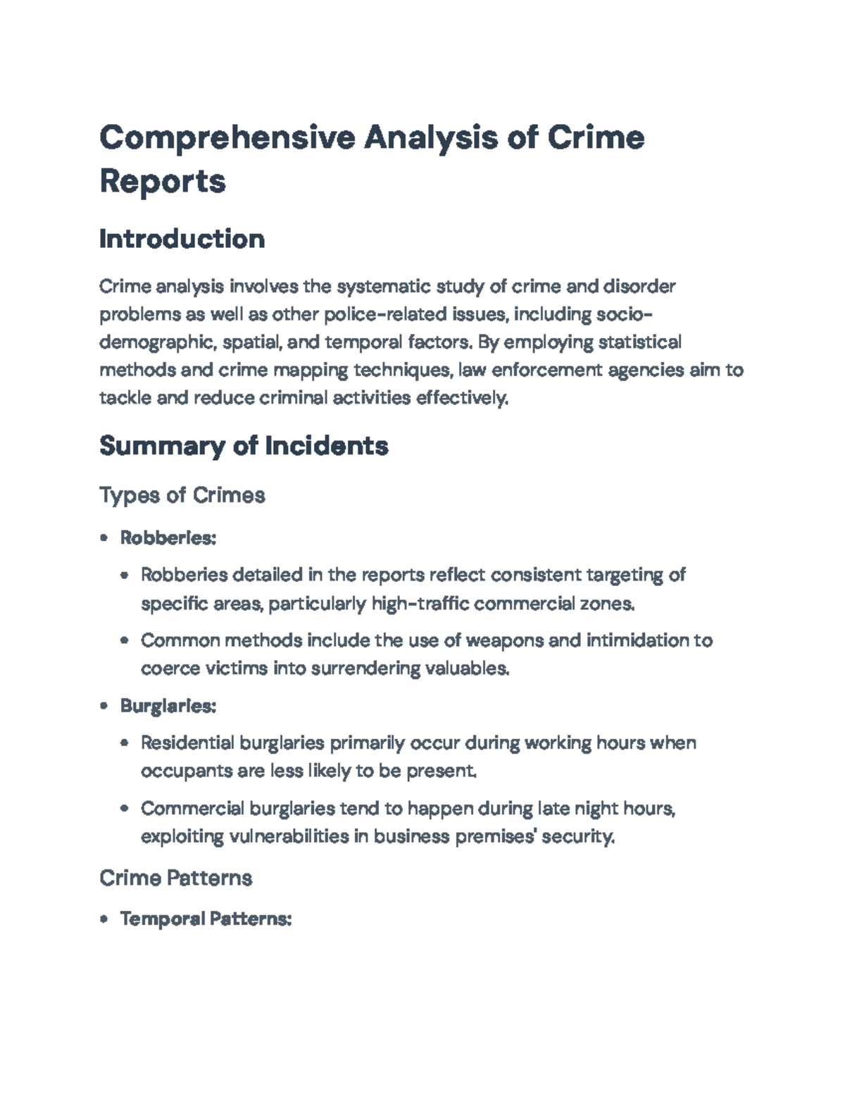 Crime Analysis Report: Examining Patterns and Prevention Strategies ...
