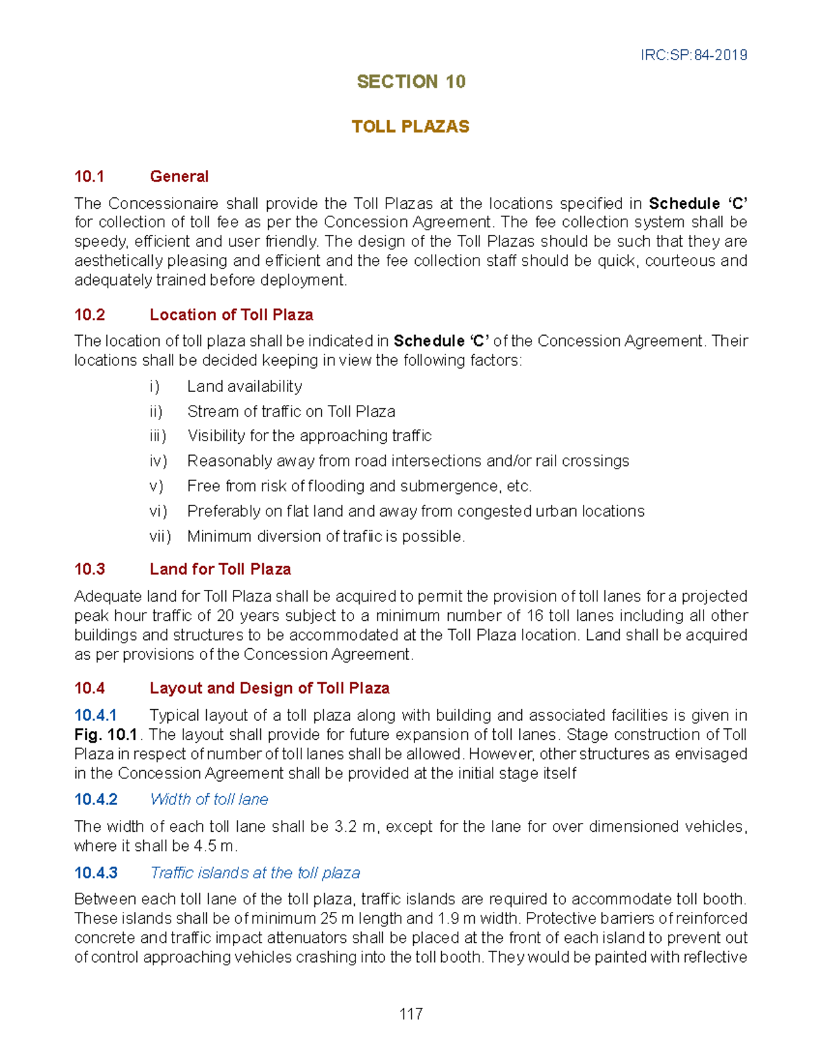 TOLL Plaza Design and Operations Guidelines - Section 10 - Studocu