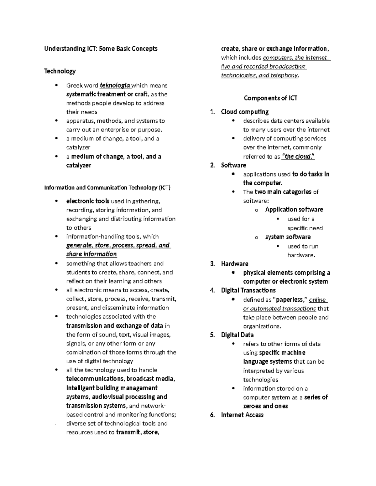 EDUC 102: Understanding Basic Concepts of ICT and Its Components - Studocu