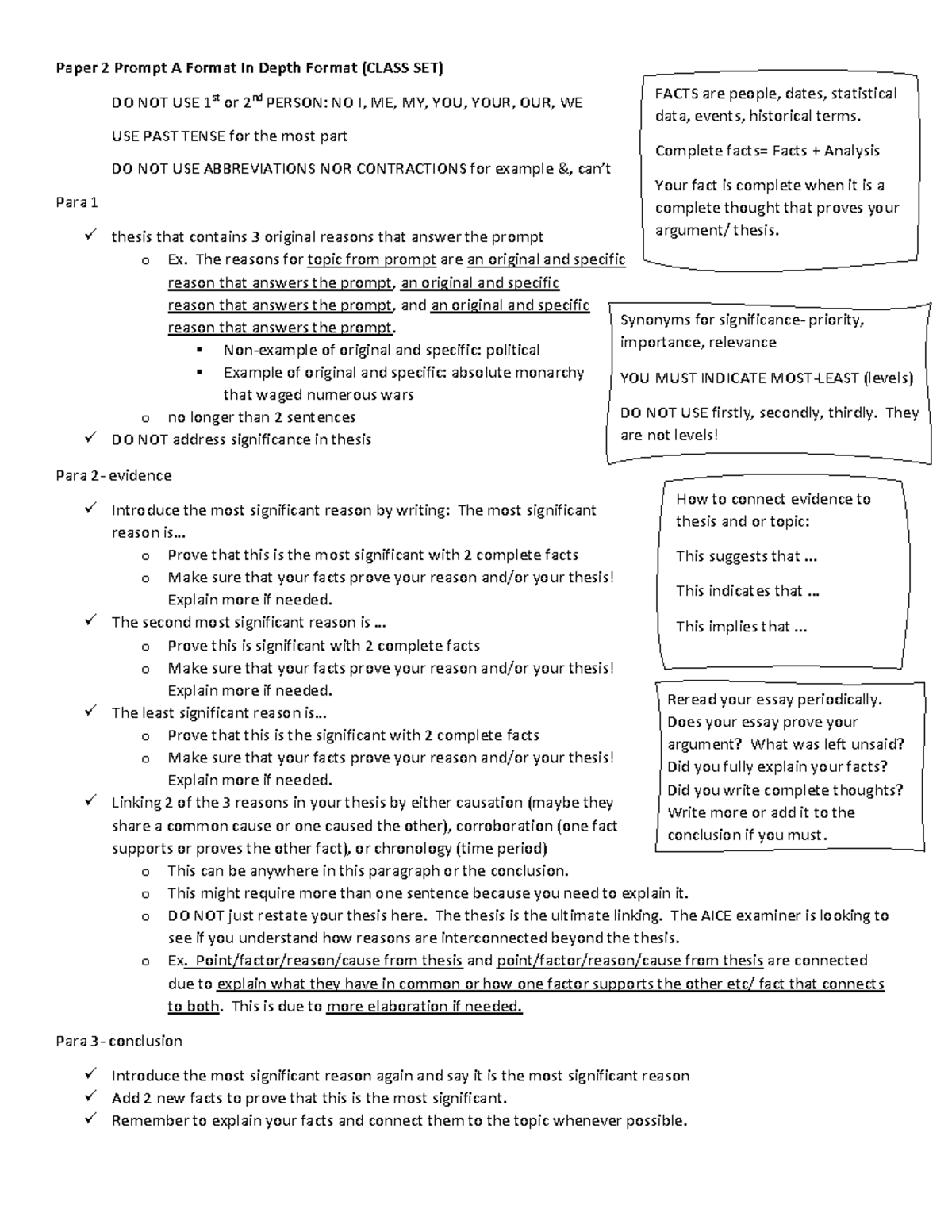 AICE Paper 2 Prompt A Format Guidelines (2025 Mark Scheme) - Studocu