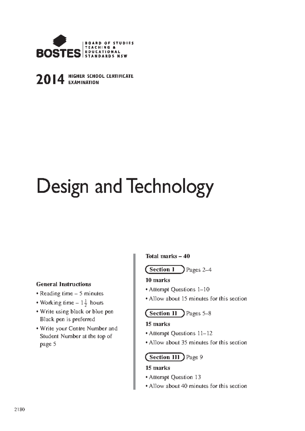 HSC Design and Tech Exam Practice Test 2014 - Comprehensive Guide - Studocu