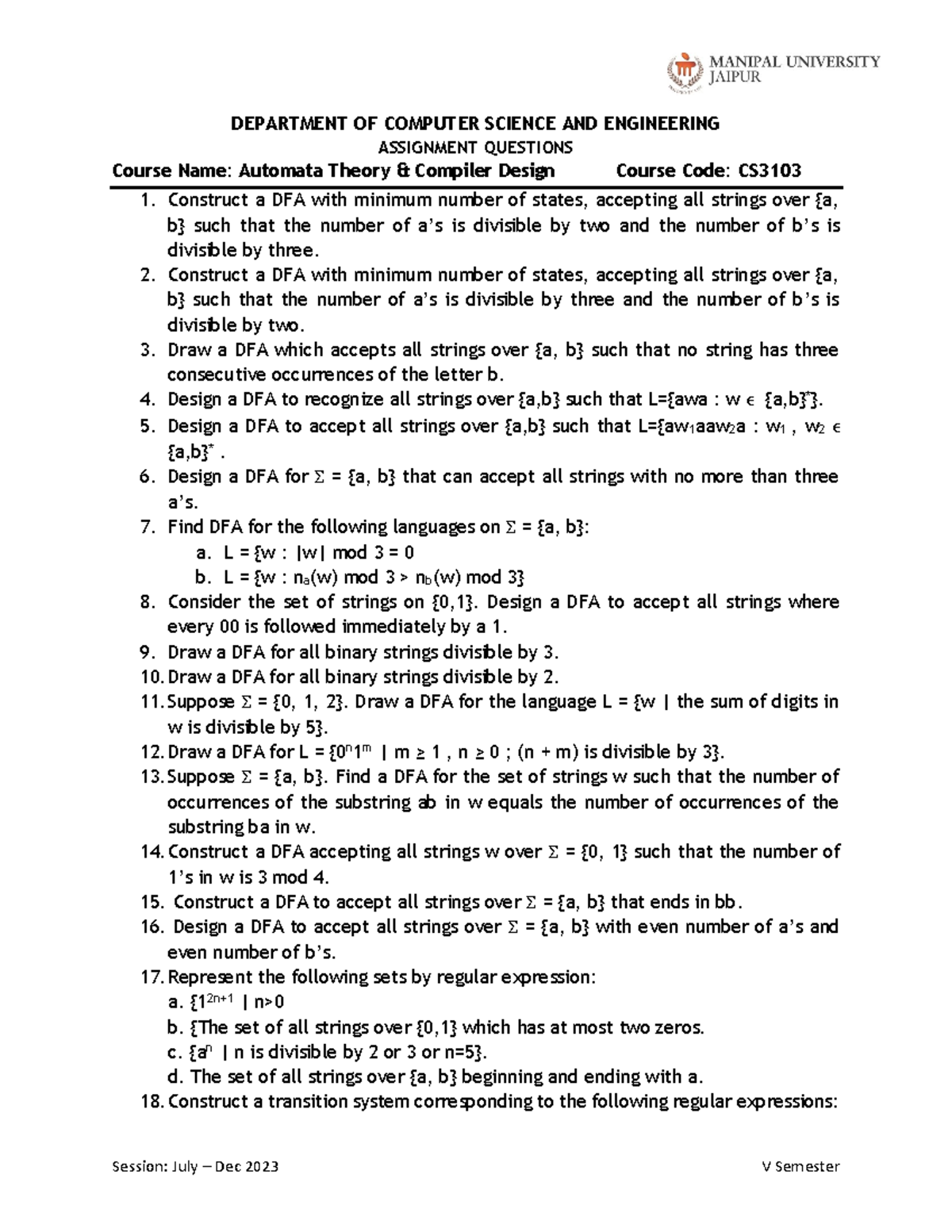 ACD Course Assignment - DEPARTMENT OF COMPUTER SCIENCE AND ENGINEERING ...