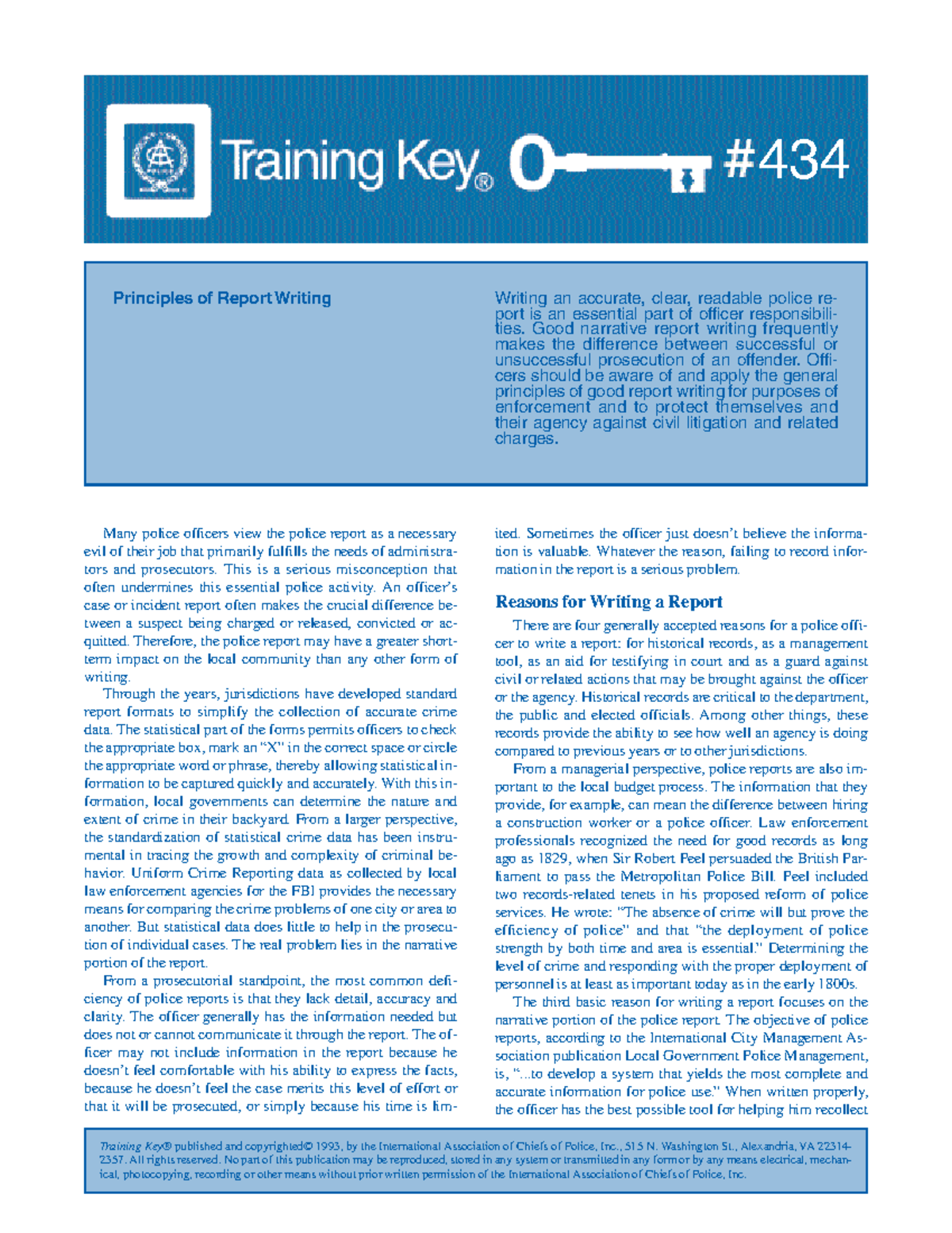 434 Principles of Effective Police Report Writing - Studocu