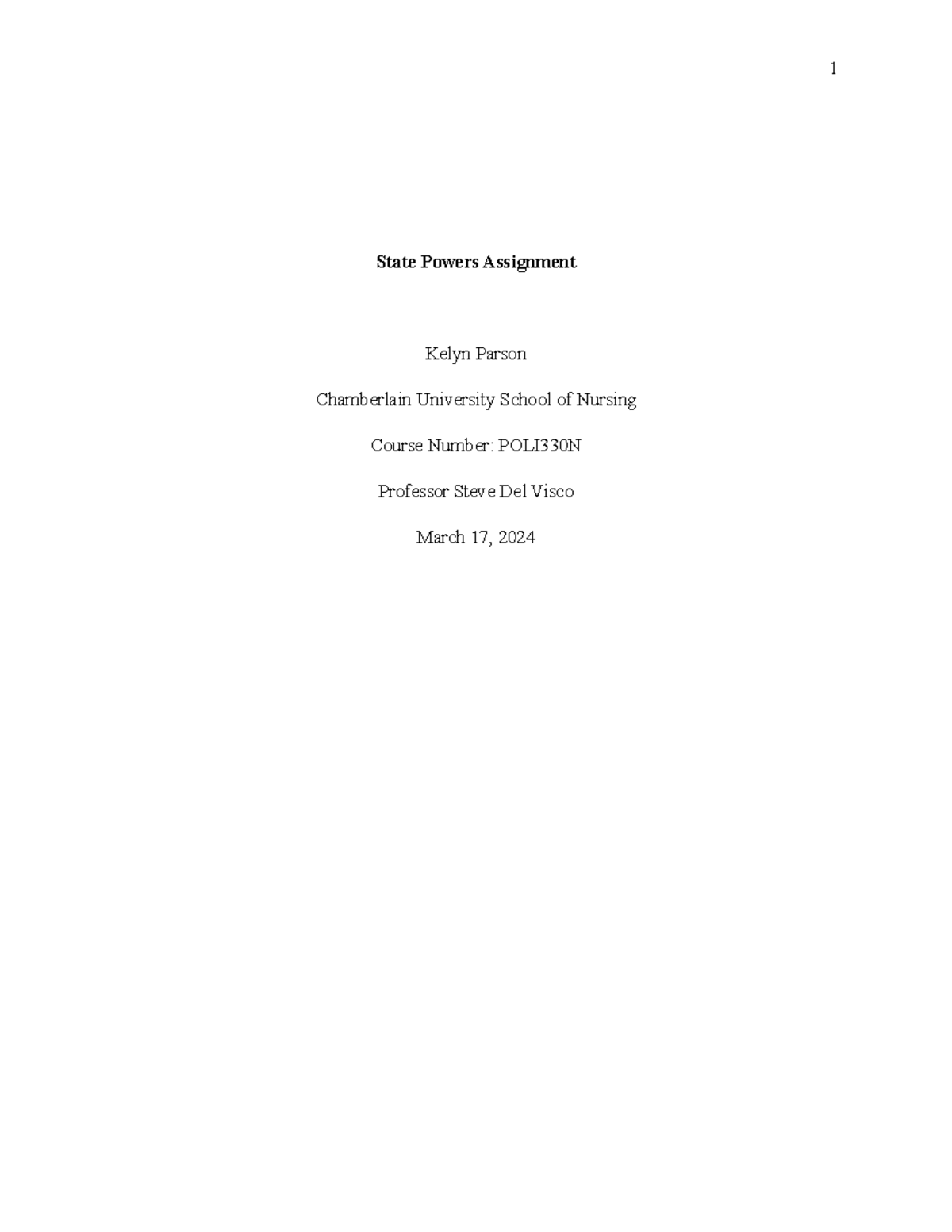 State Powers Assignment - State Powers Assignment Kelyn Parson ...