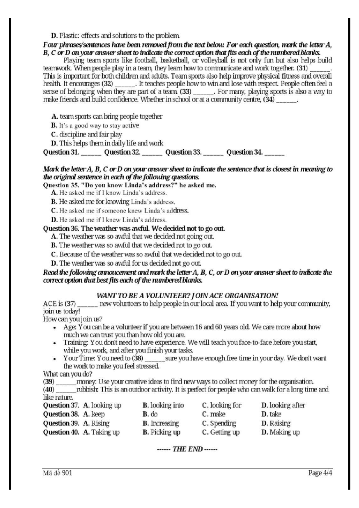 D. English Exam: Plastic Effects and Solutions - Practice Questions ...