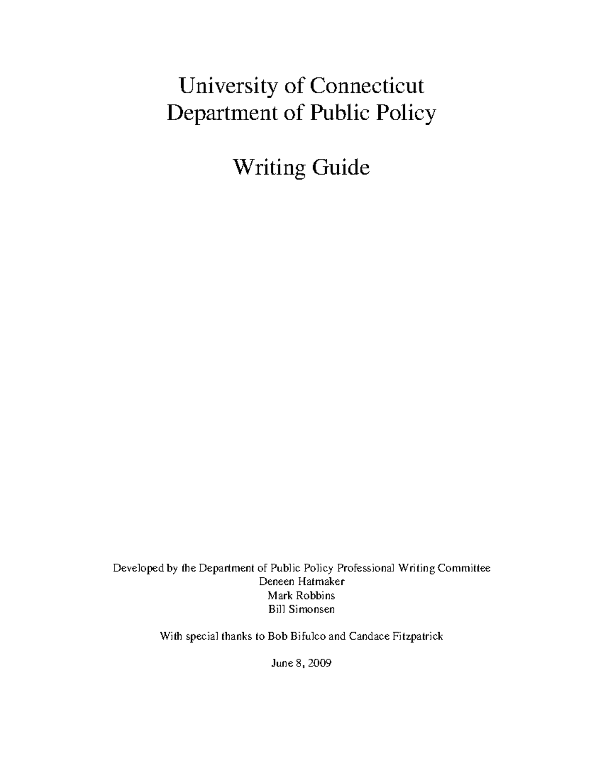 DPP writing guide Policy Paper - University of Connecticut Department ...