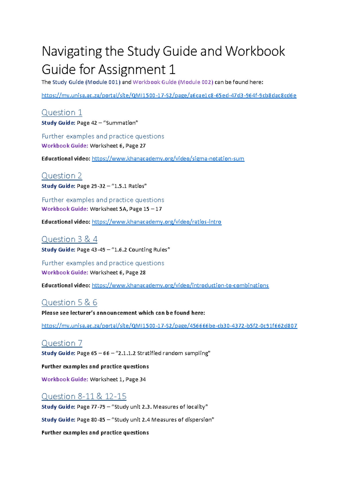 Navigating Study Guide & Workbook for Assignment 1 (Modules 001 & 002 ...