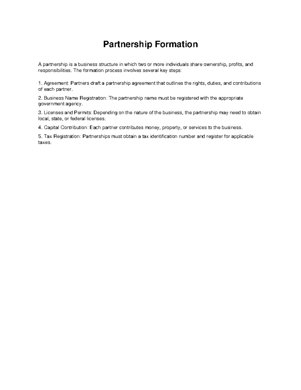 Partnership Formation: Key Steps and Considerations - Studocu