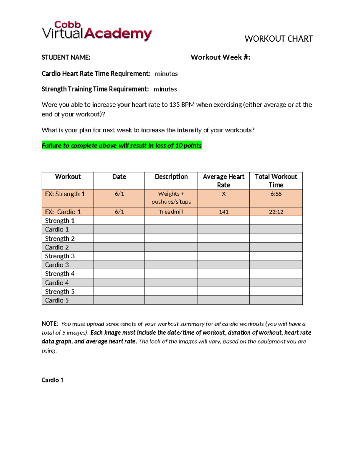 Weekly Workout Chart for Summer Fitness Goals - Studocu
