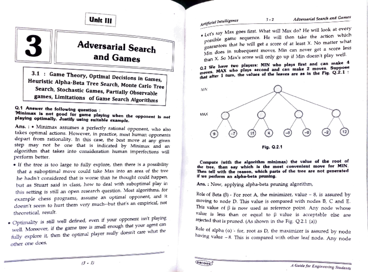 AI Unit 3 - Adversarial Search and Game Theory Notes - Studocu