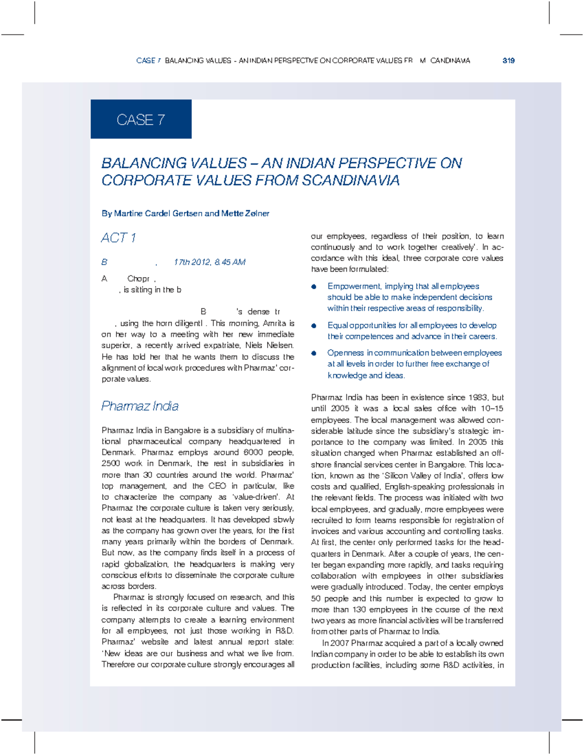 CASE 7: Balancing Values - An Indian Perspective on Corporate Values in ...