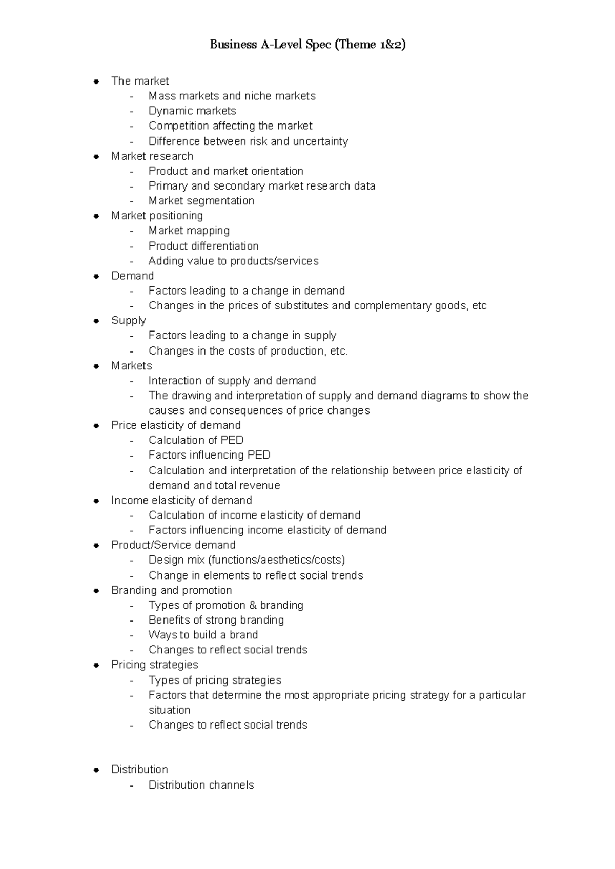 Business Spec (Theme Market Dynamics, Strategies & Consumer Behavior ...