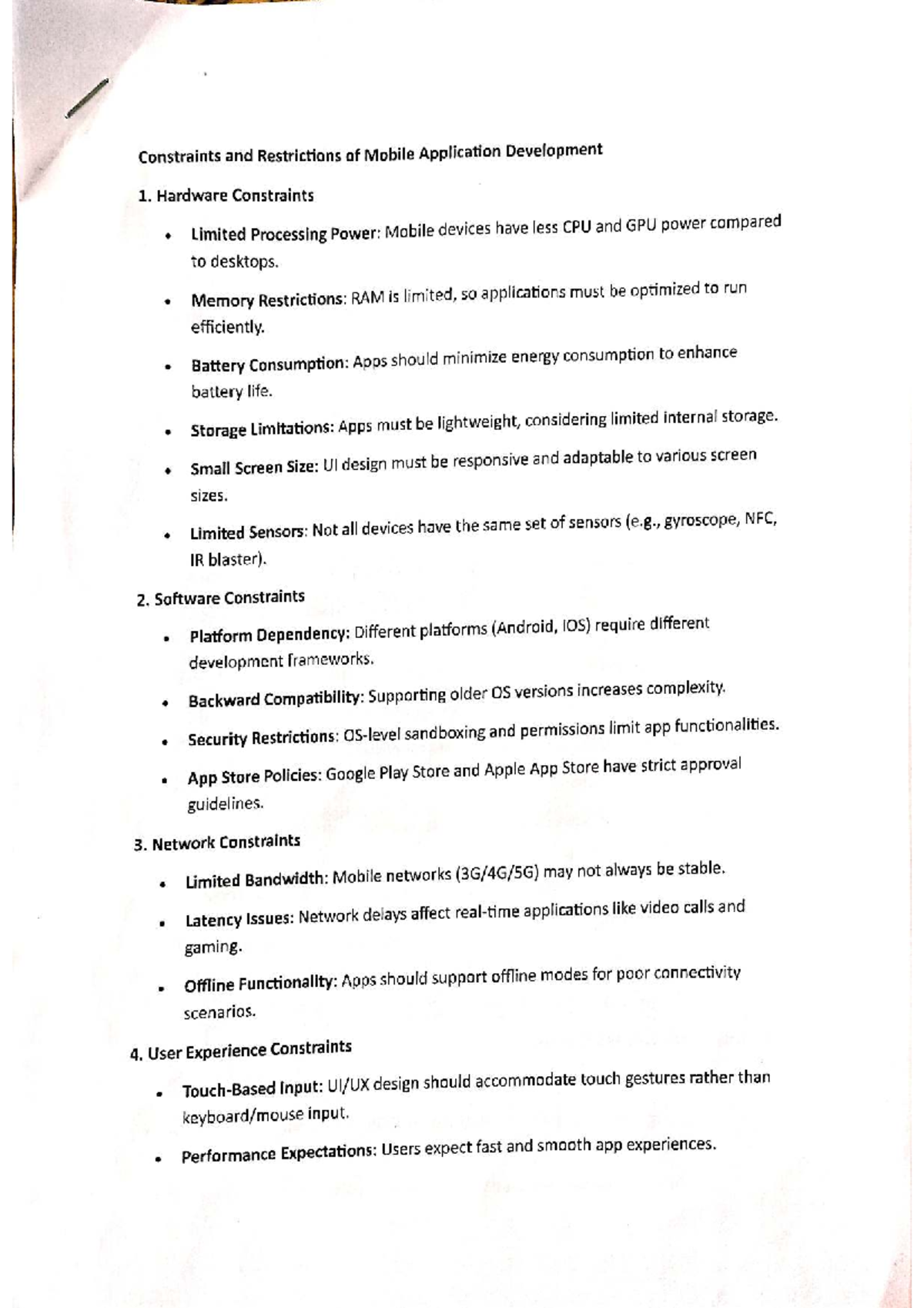 Mobile Application Development Constraints and Restrictions (MAD Notes ...
