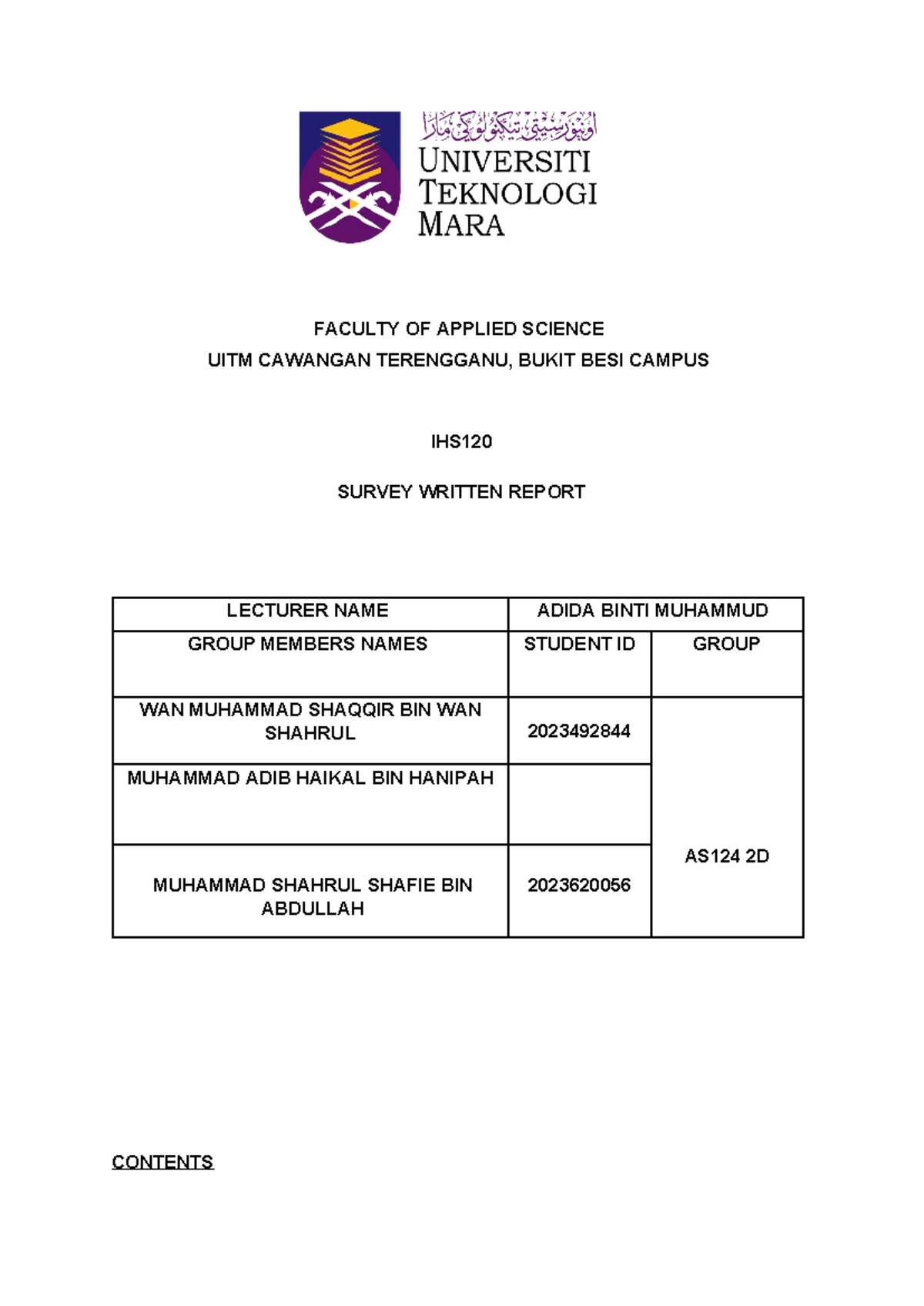 Chemical Health Risk Assessment Report for IHS 232 (CHRA) - Studocu