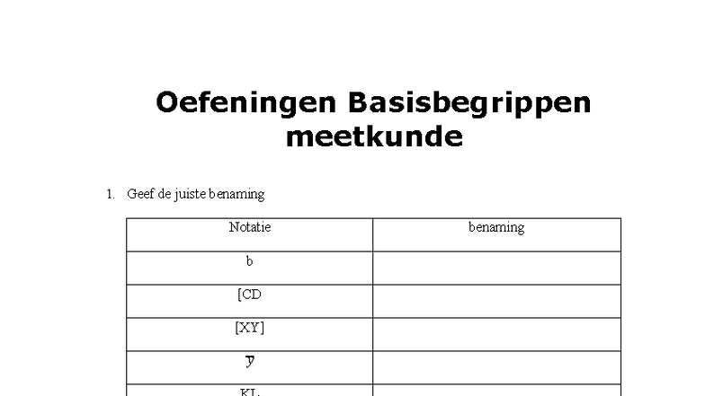 Oefeningen basisbegrippen meetkunde - 1-Wiskunde - Geef de juiste ...