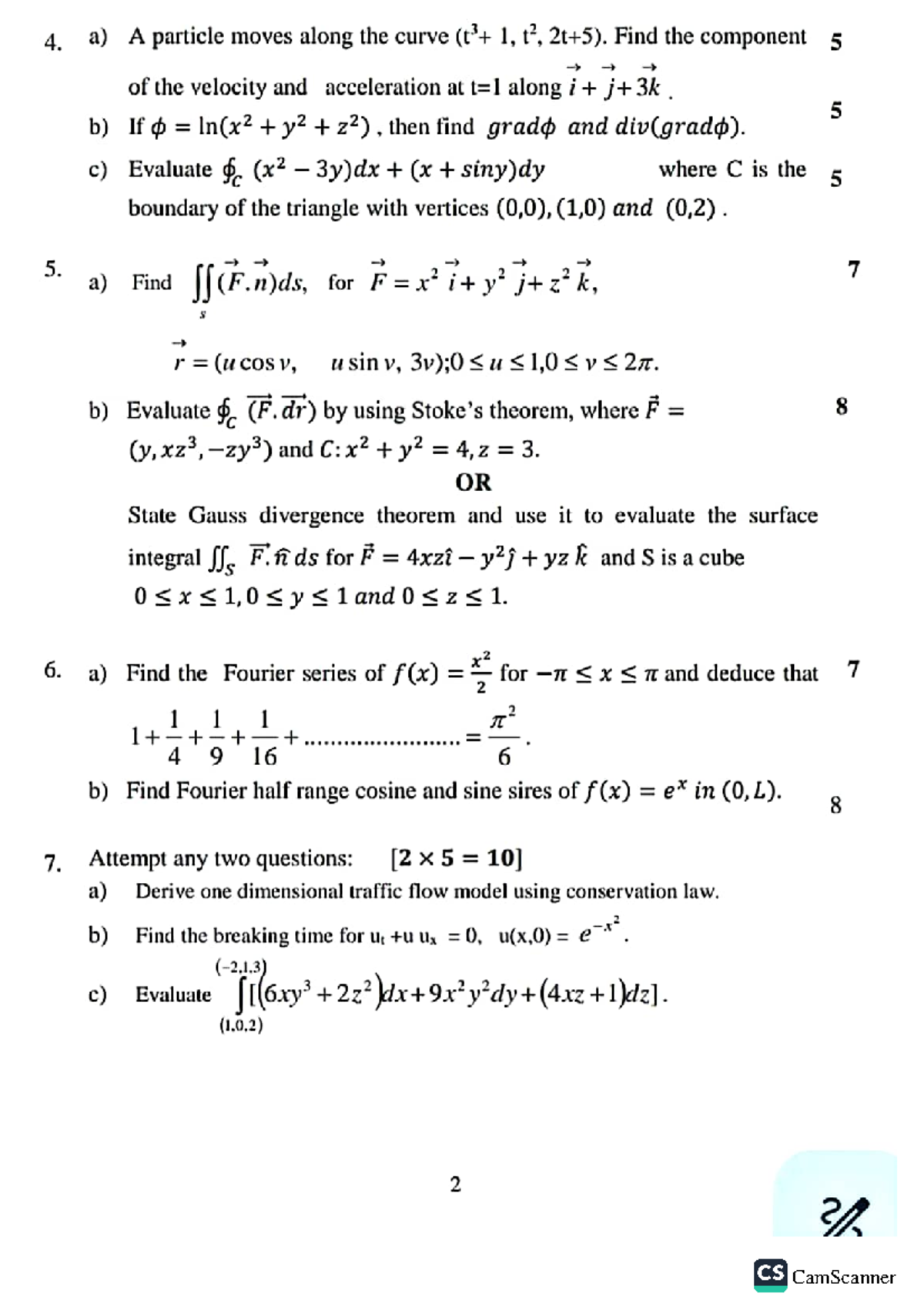 Calculus ll internal - 4. a) A particle moves along the curve Find the ...