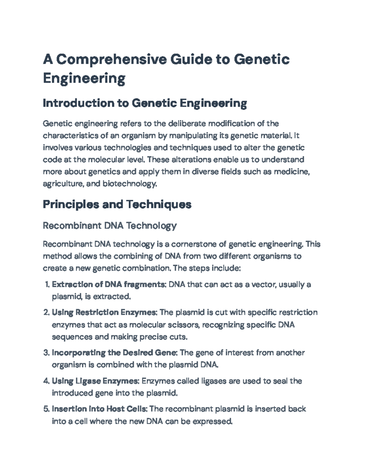 Genetic Engineering: Principles, Techniques & Ethical Implications ...