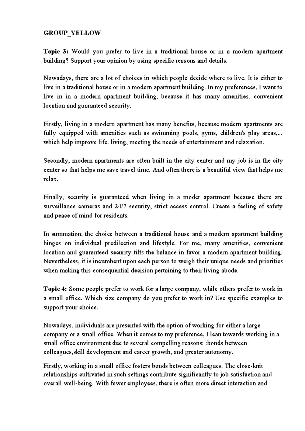 ENG 217 BV Groupyellow Lesson 12 Practice Essay Topic 3 4 - GROUP ...