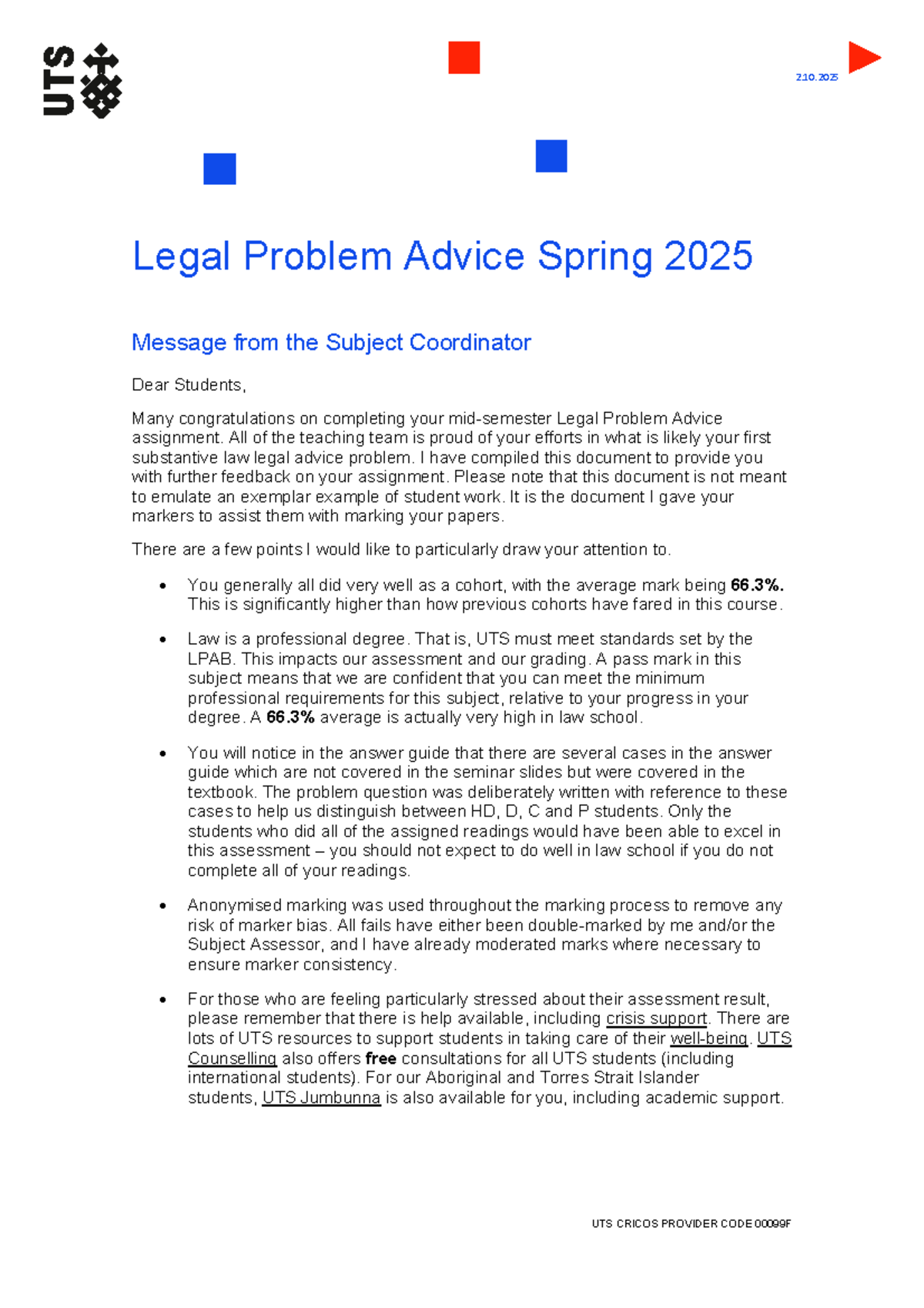 Spring 2025 Criminal Law & Procedure Assessment Task 2 Marking ...
