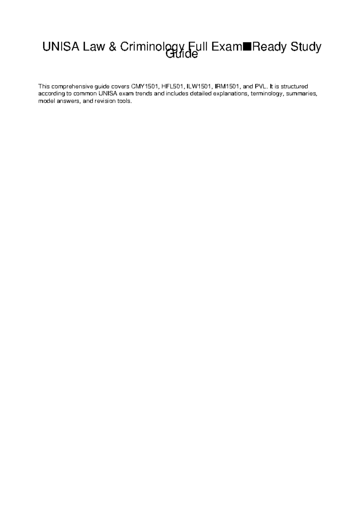 UNISA Law & Criminology Comprehensive Study Guide (CMY1501, ILW1501 ...