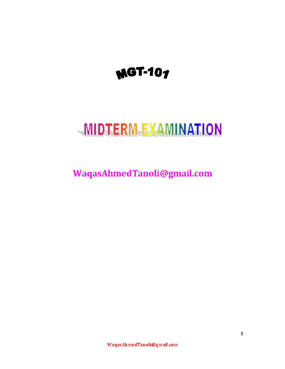 MGT101 Midterm Exam Notes: Key Accounting Principles & Concepts - Studocu