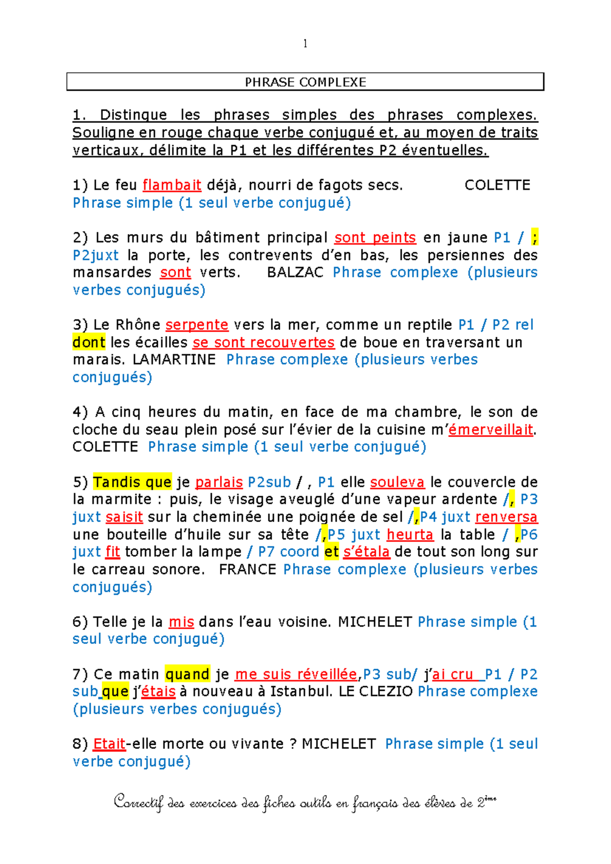 2.4 Correction des phrases simples et complexes - Studocu