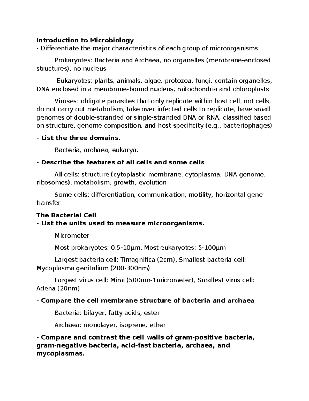 Microbiology Lecture Notes: Characteristics of Microorganisms - Studocu