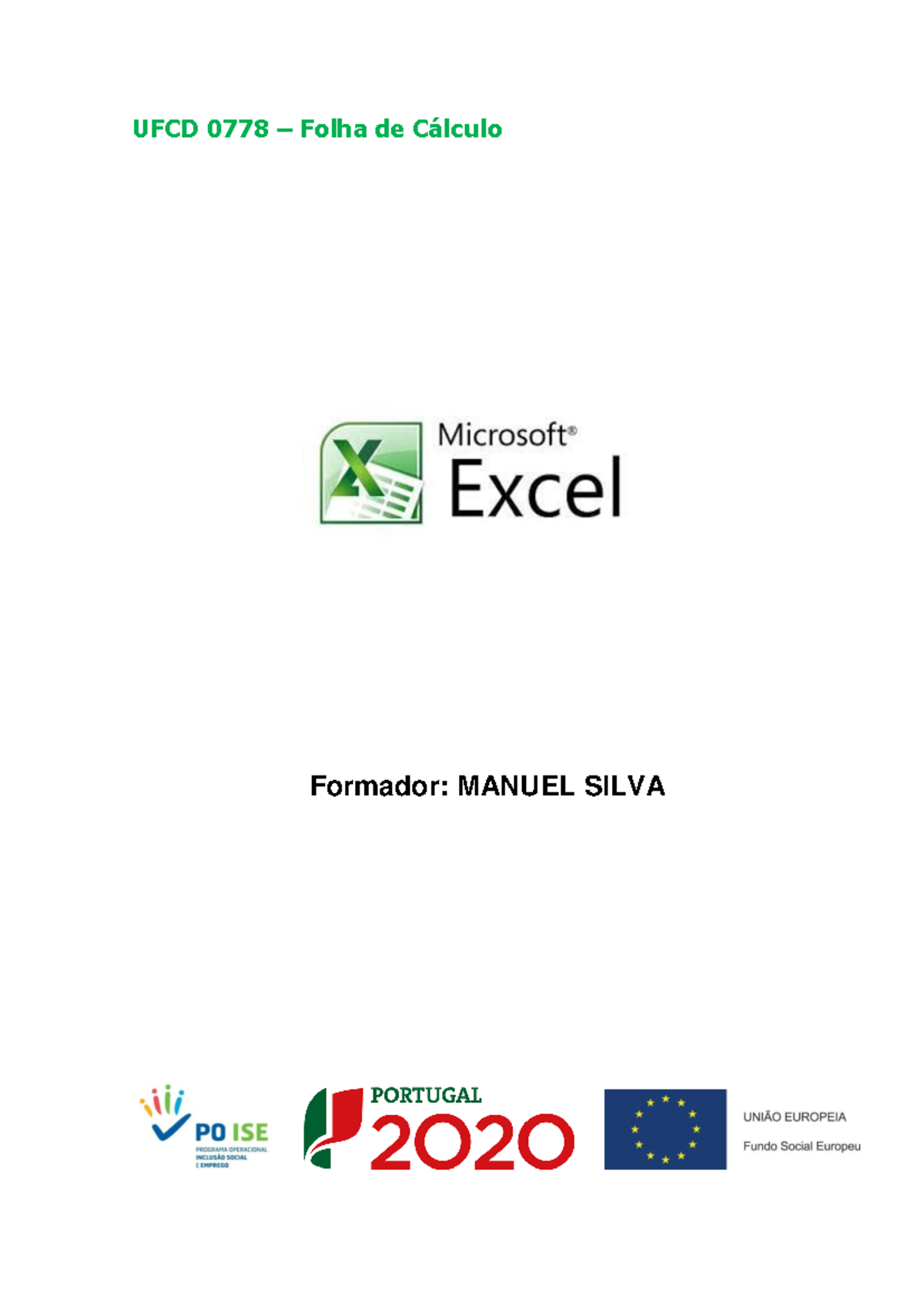Manual de Excel UFCD 0778 - Conceitos e Funcionalidades Essenciais ...