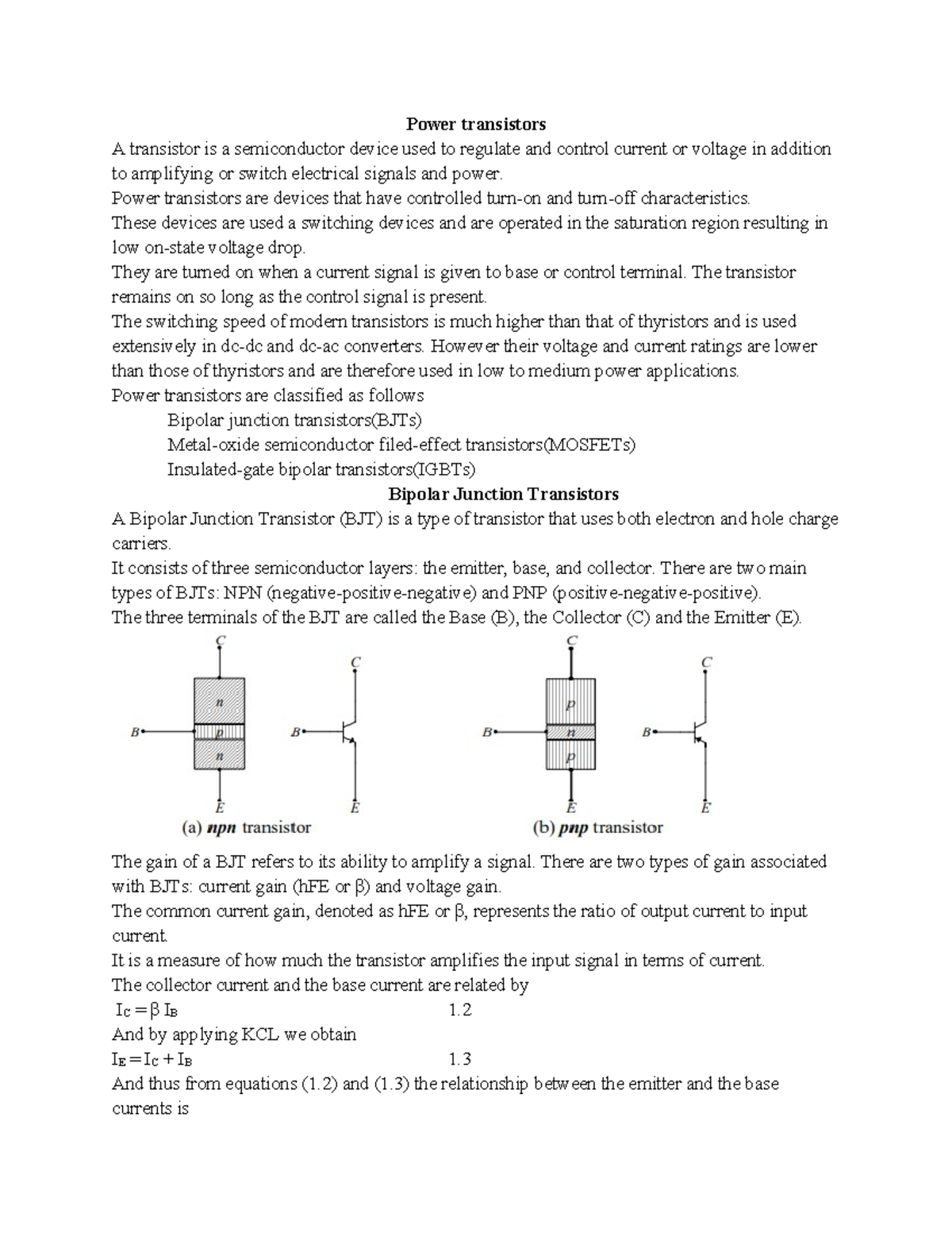 Power transistors lec 2 - Power transistors A transistor is a ...