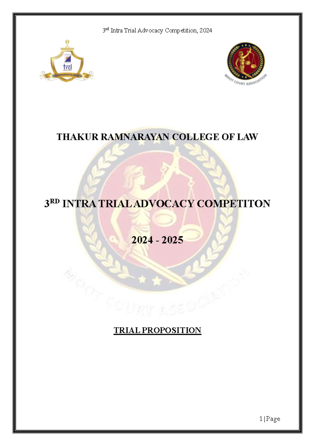 3rd Intra Trial Advocacy Competition, 2024: Case Study and Evidence ...