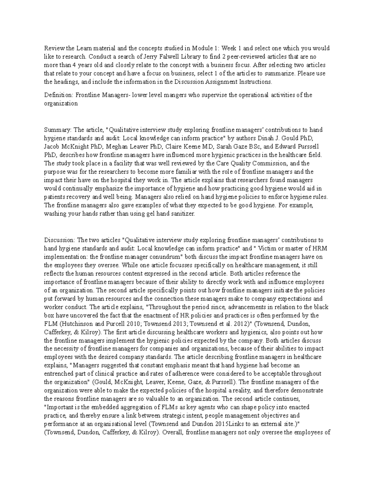 Principles of MGT 1 - Discussion on Frontline Managers' Impact - Studocu