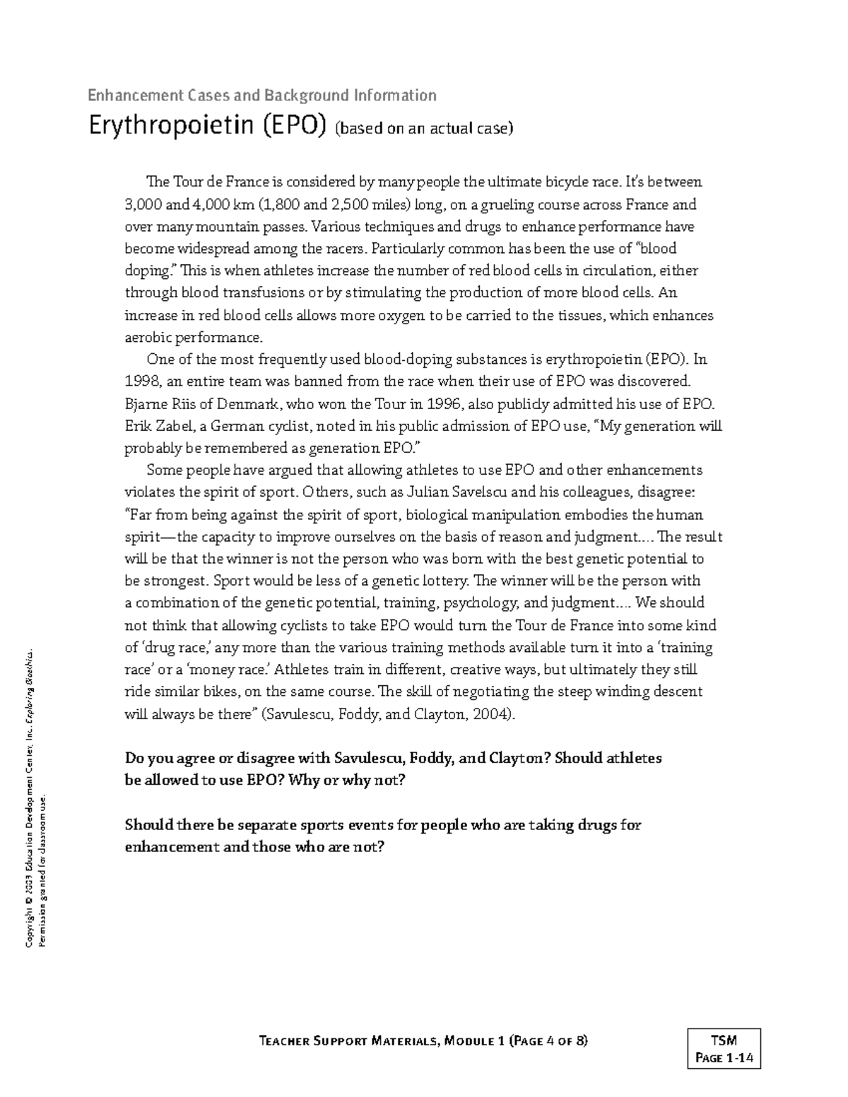 Erythropoietin (EPO) Case Study: Ethics in Sports Performance - Studocu