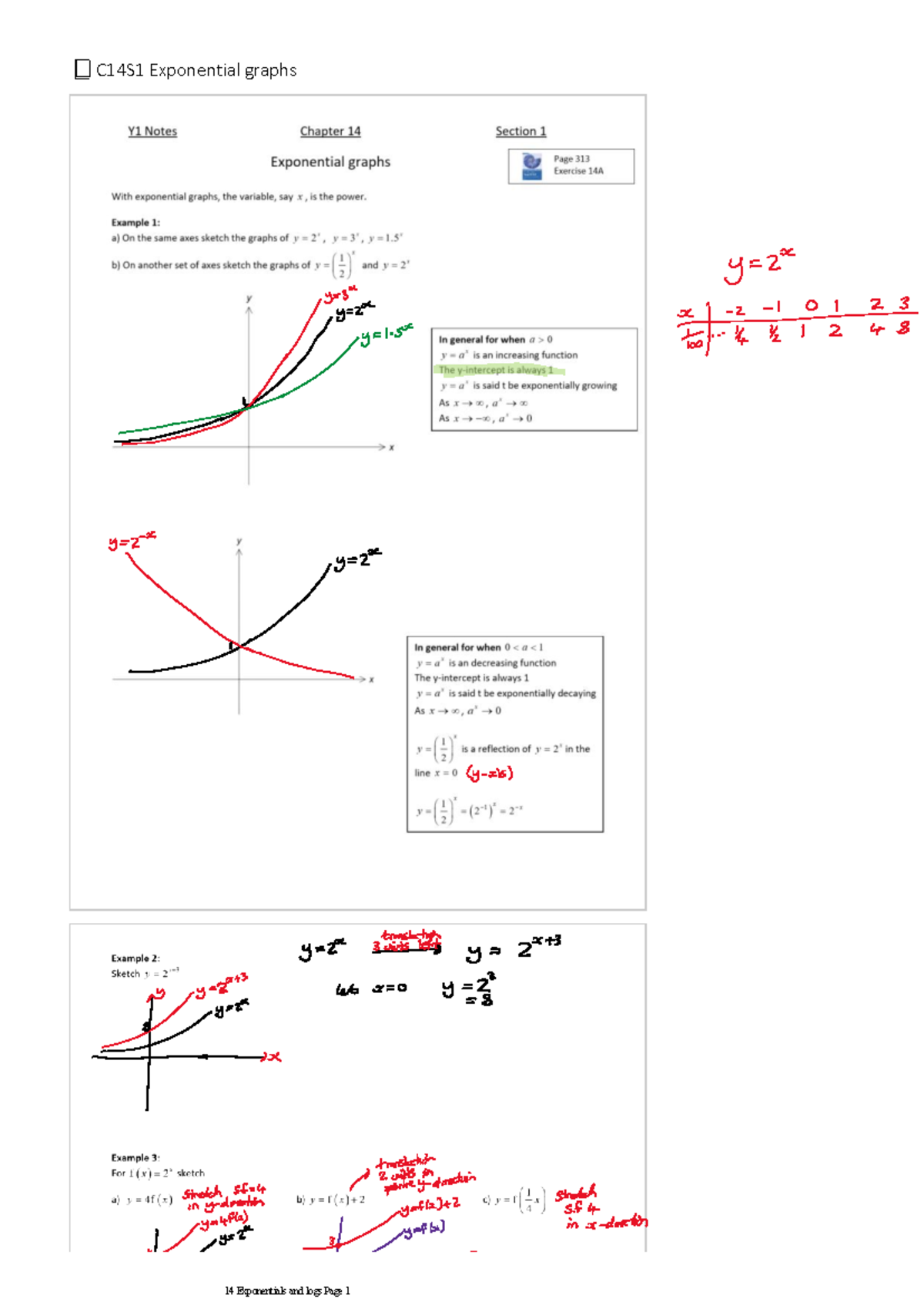 C14 Exponentials and Logs: Explained Notes & Examples - Studocu