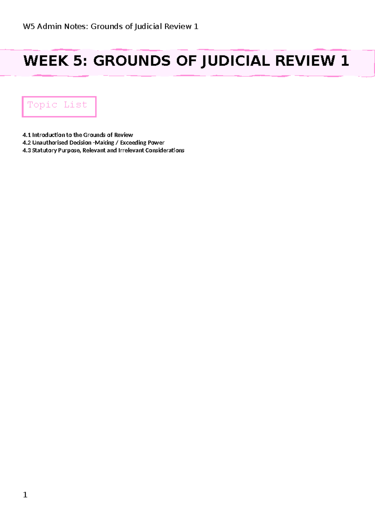 W5 Admin Notes: Grounds of Judicial Review Overview and Key Concepts ...