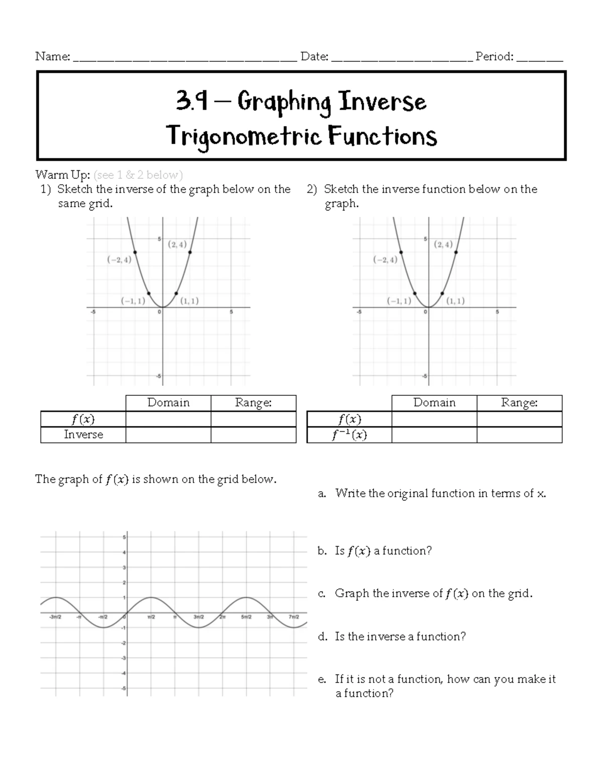 3.10 Final Exam Notes - Solving Trigonometric Equations & Inequalities ...