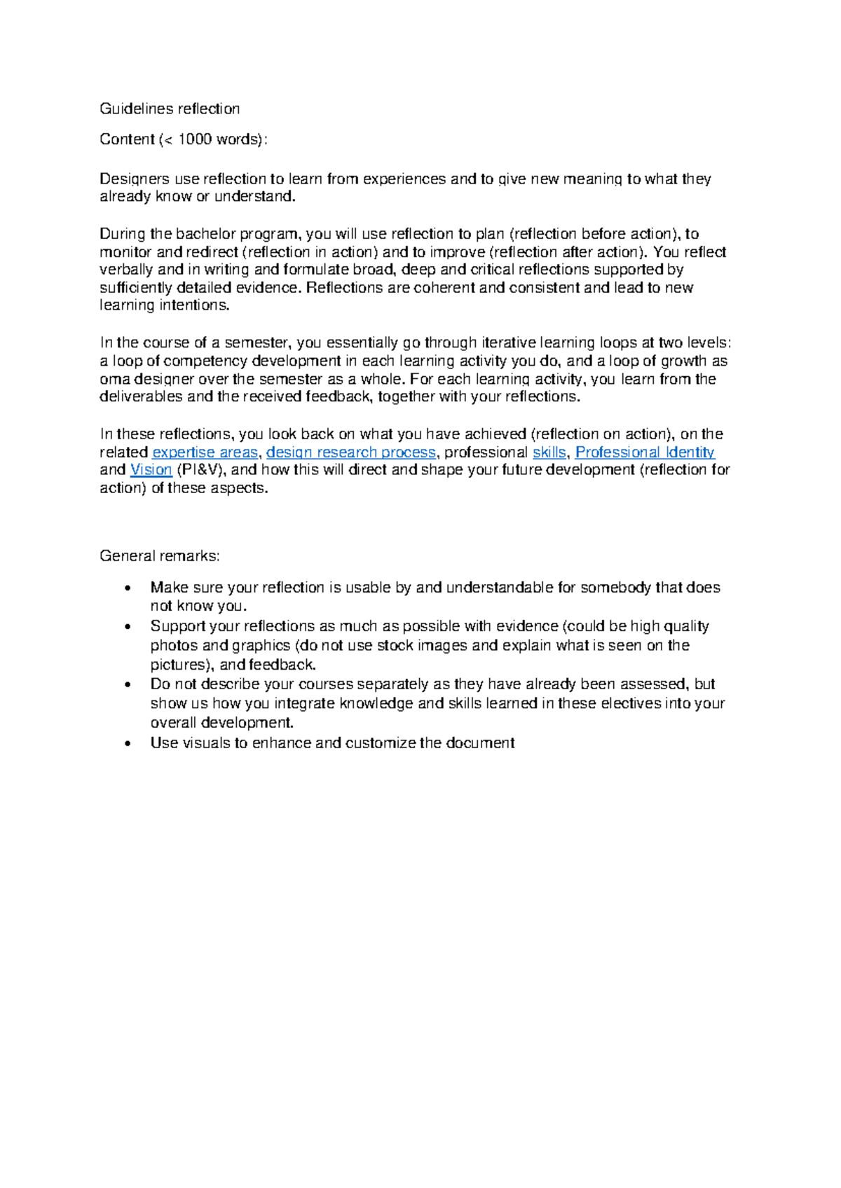Reflection Guidelines for Designers' Growth & Learning Journey ...