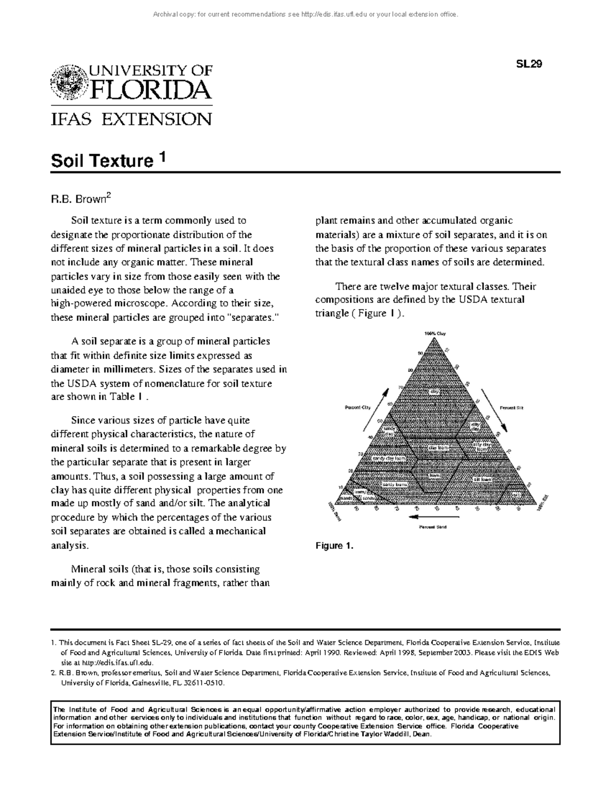 Grain size article - An geotech rticle - SL Soil Texture 1 R. Brown 2 ...