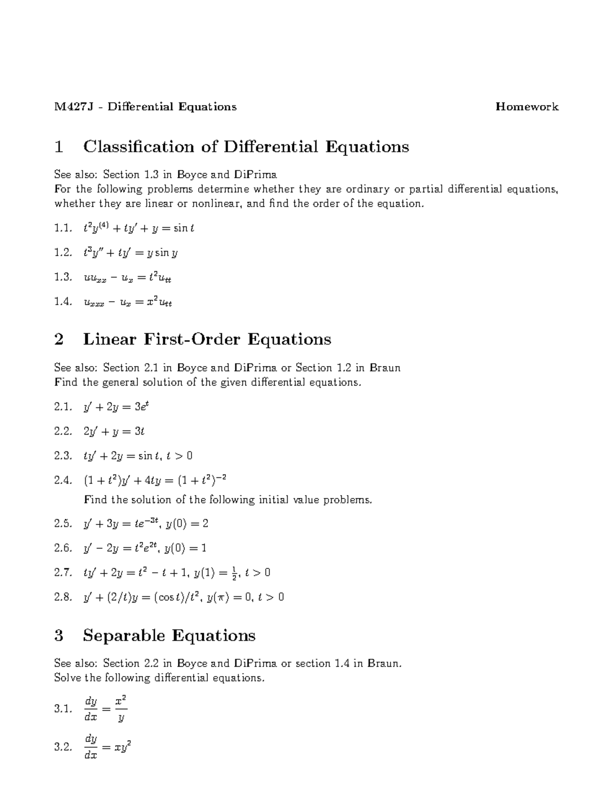 M427J - Differential Equations Homework - Studocu