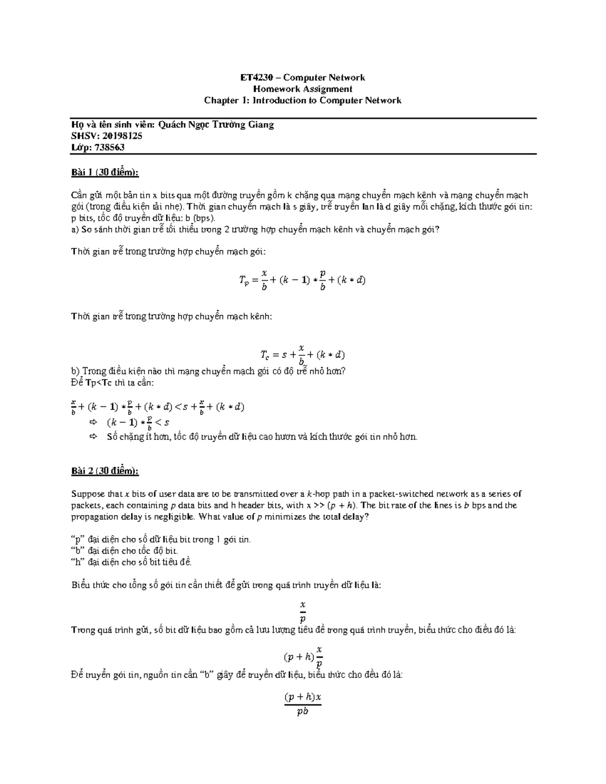 HW Chapter-1 - .... - ET4 230 – Computer Network Homework Assignment ...