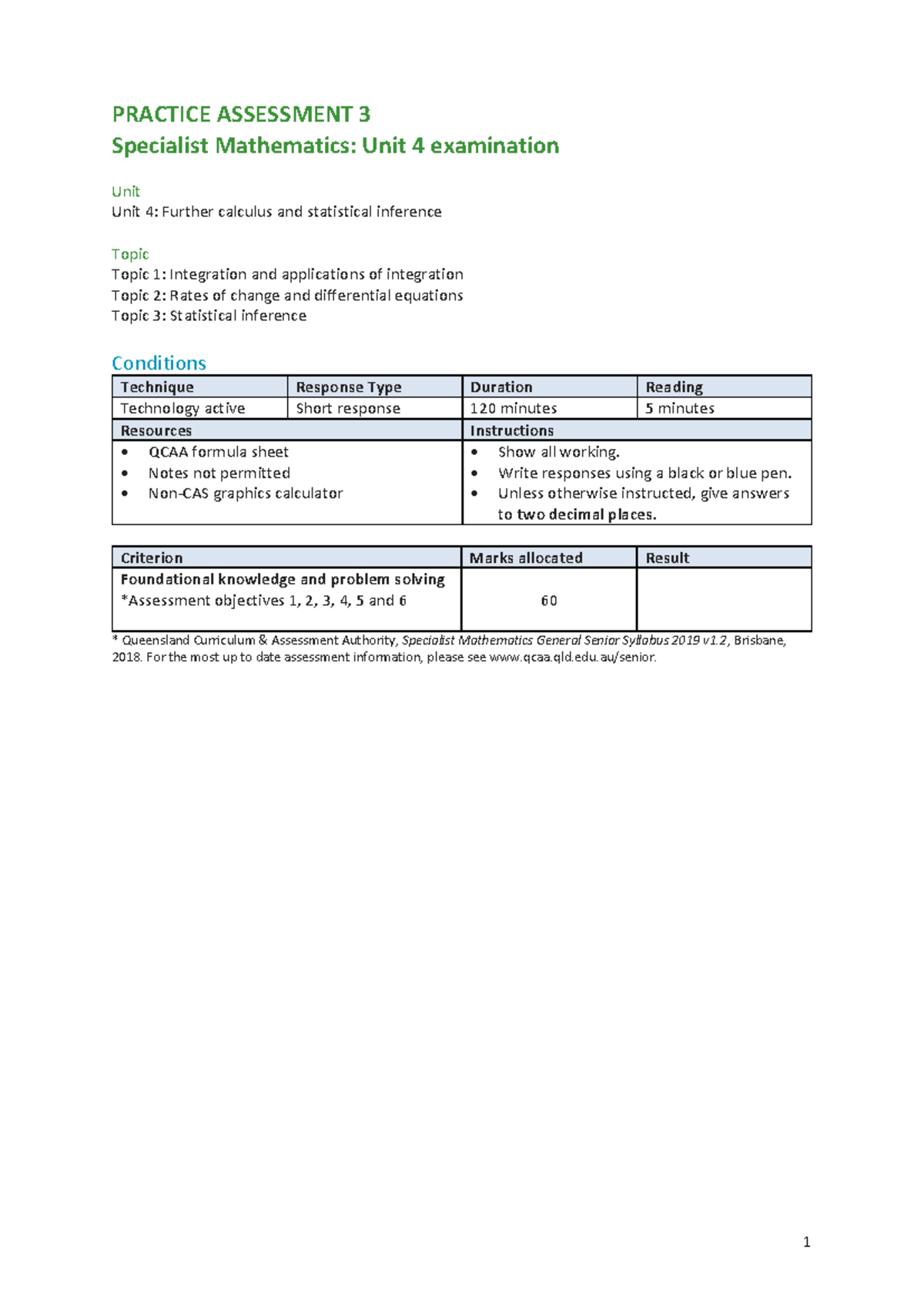 IA3 Unit 4 Exam ISMG - Specialist Mathematics Questions and Solutions ...