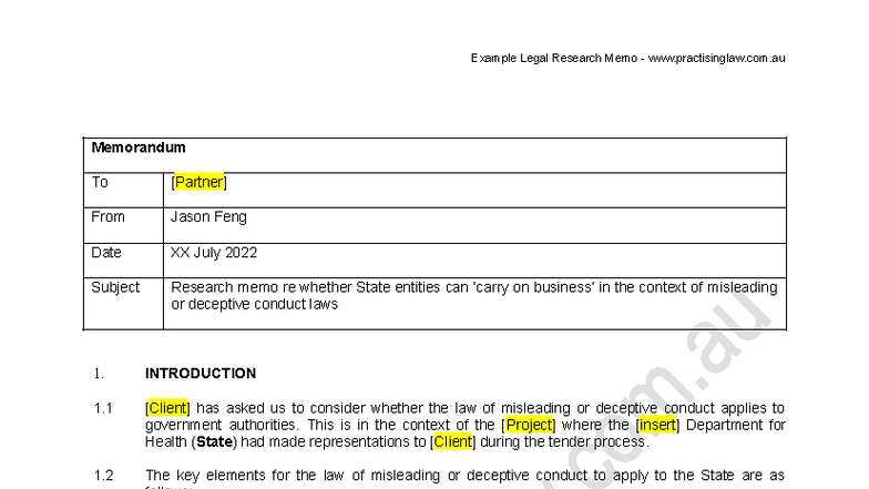 Legal research memo example 3 - Example Legal Research Memo ...