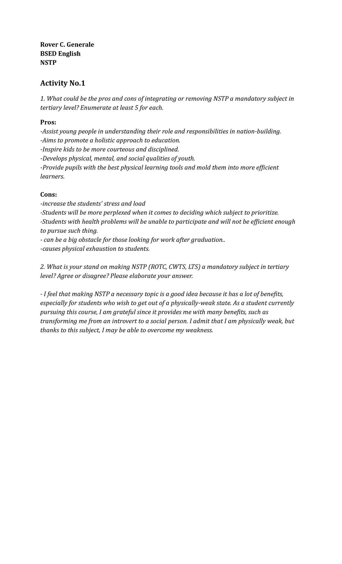 Activities in regard of History - Bachelor of Secondary Education - MSU ...